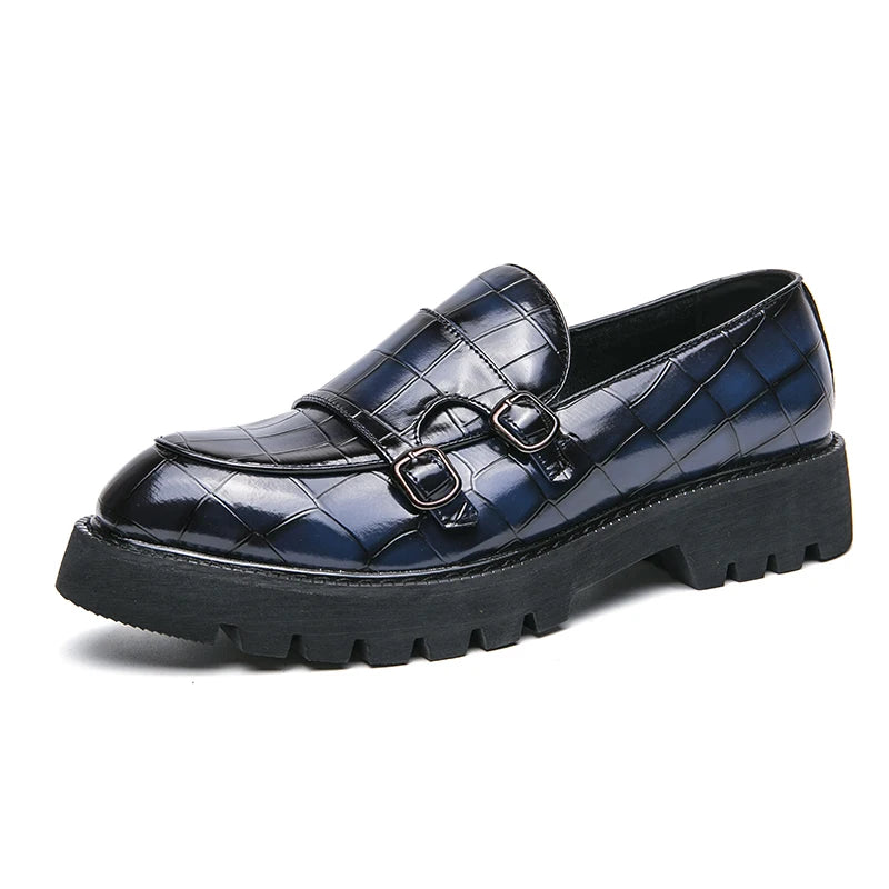 Dicke Sohle Loafer Persönlichkeit Mann Party Hochzeitsschuhe Weiche Sohle Street Style Herrenmode Mönchsschnalle Schuhe Handgemacht
