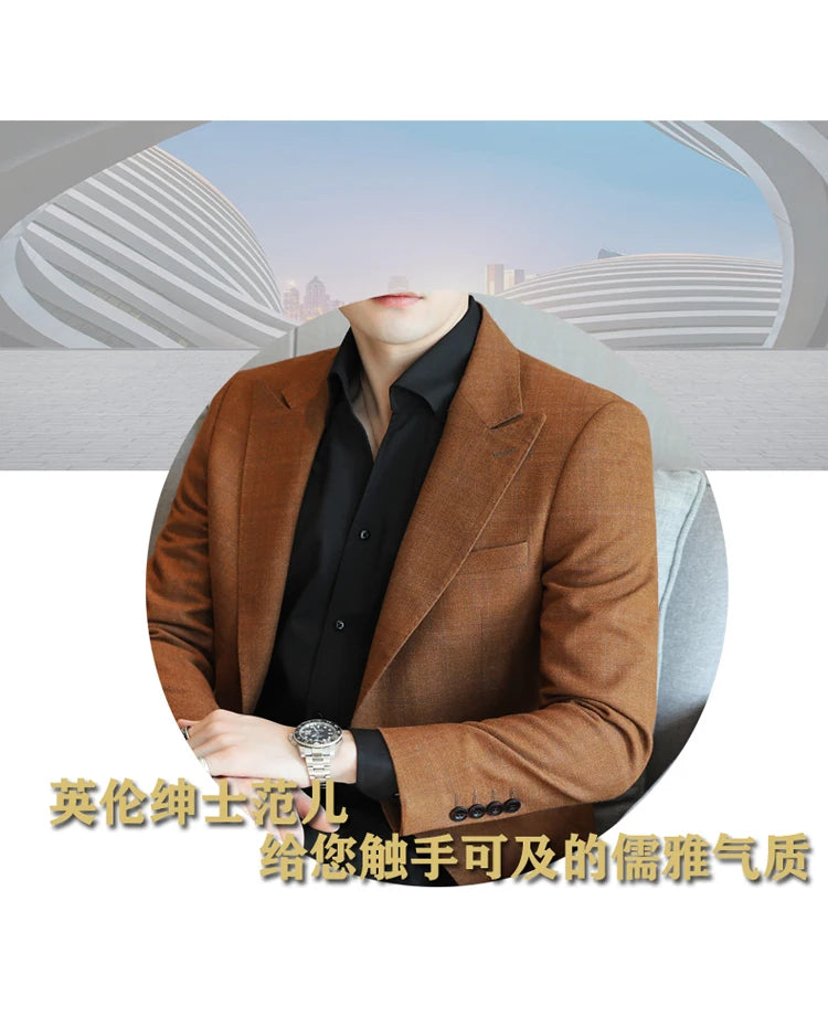 2024 New High-end Men's Two-button Suit Fashion Matching Handsome Casual Dating Slim Suit Single West Coat  Gucci Blazer Men