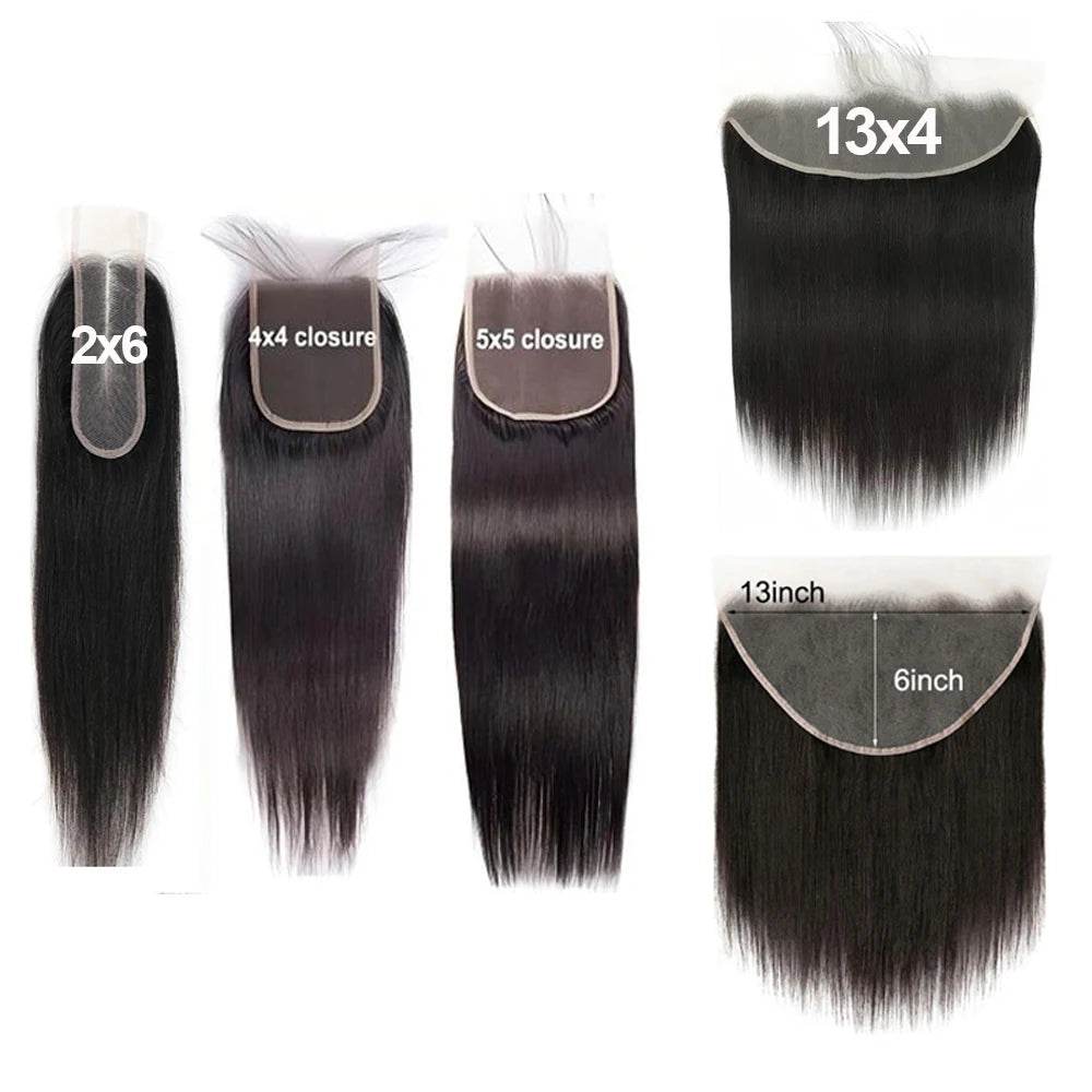 Straight 13x6 Lace Frontal Only 12A Brazilian Virgin Human Hair 2x6 Lace Closure 4x4 5x5 Transparent Swiss Lace Closure