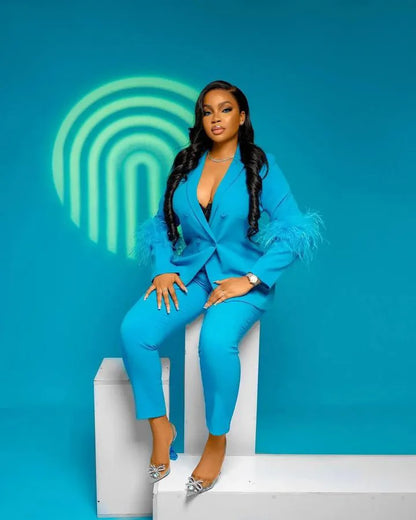 CM.YAYA Vintage Women Fur Hem Long Sleeve Blazer Suit and Pants  Chic OL Fashion Two 2 Piece Set Outfits Basic Tracksuit