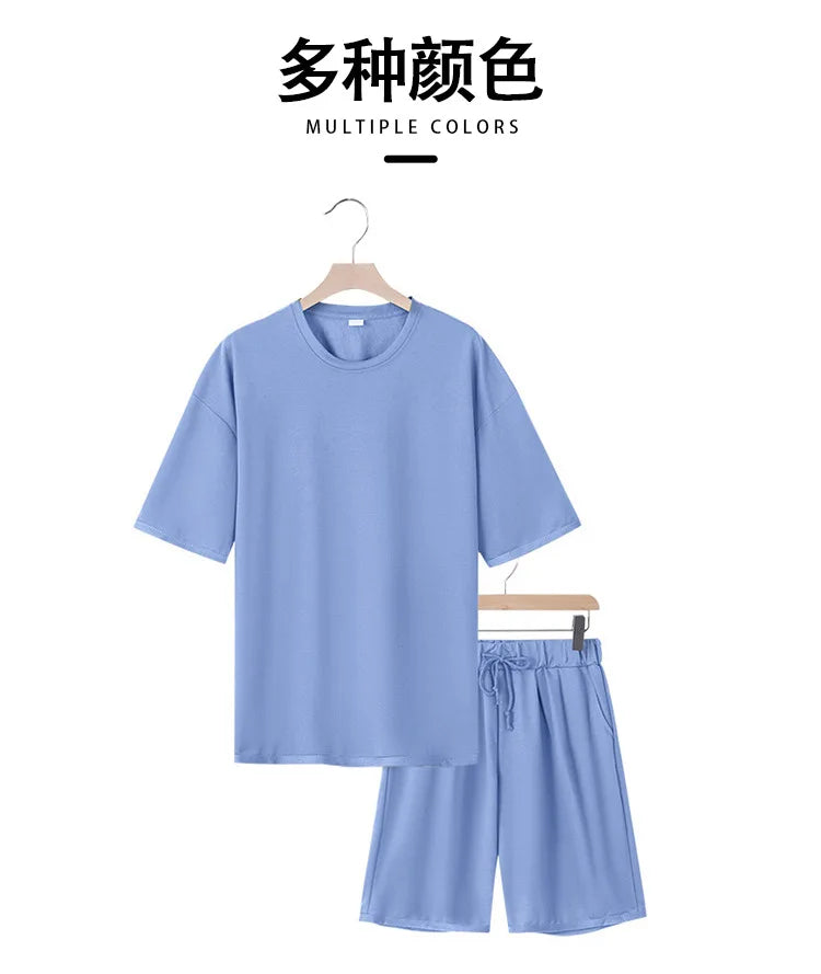 Herren Freizeit-Zweiteiler Sommer Kurzarm-T-Shirt und Shorts Set Bequemer Lockerer Trainingsanzug für Herren Bekleidungsset