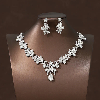 Itacazzo Bride Accessories Exquisite Necklace Earrings Three Piece Set&Suitable for Women's Wedding, Birthday, Party Matching