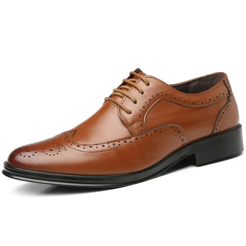 Herren Schnürschuhe Handgefertigt Brogue-Stil Party Lederschuhe Hochzeitsschuhe Herren Flats PU-Leder Business-Schuhe Atmungsaktive Business Loafers