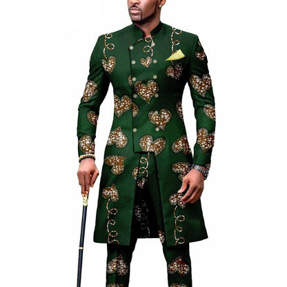 New Casual African Fashion Men's Suit Slim Two-piece Set    Pant Sets Ropa Para Hombres  suits for men