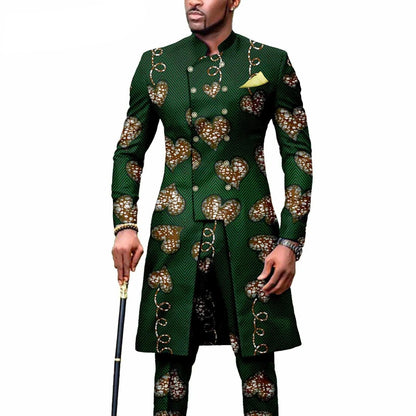 New Casual African Fashion Men's Suit Slim Two-piece Set    Pant Sets Ropa Para Hombres  suits for men