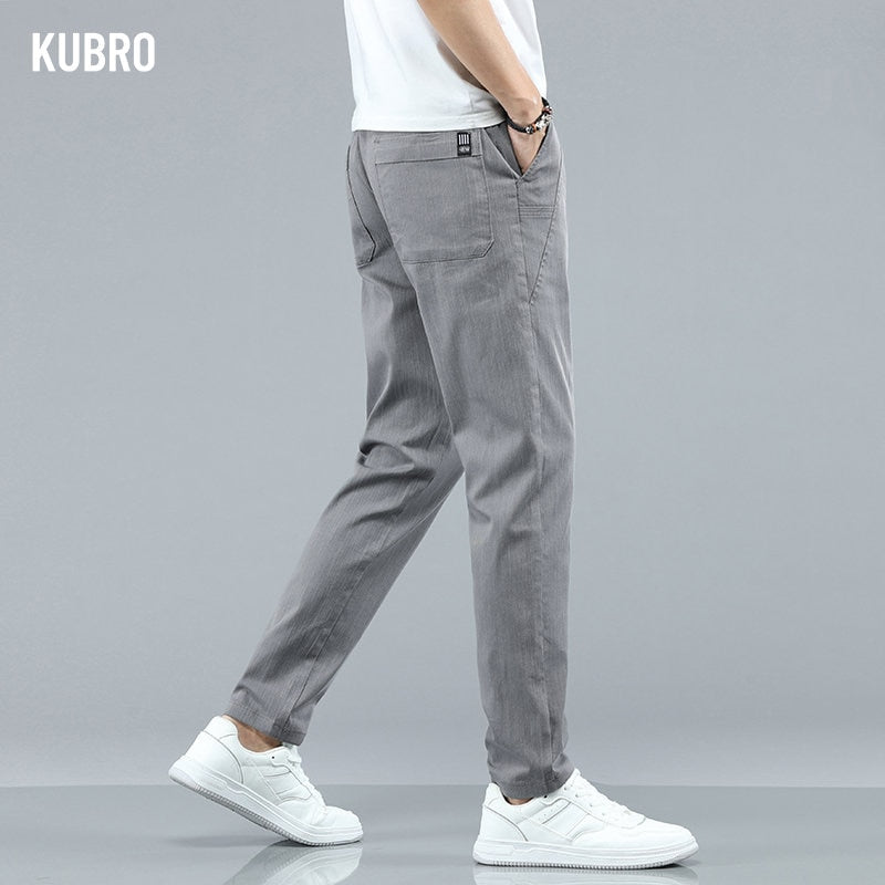 KUBRO 2023 Chic New Summer Explosion Casual Trousers Men Breathable Thin Pockets Large Capacity Wear Scratch Resistant Wrinkle