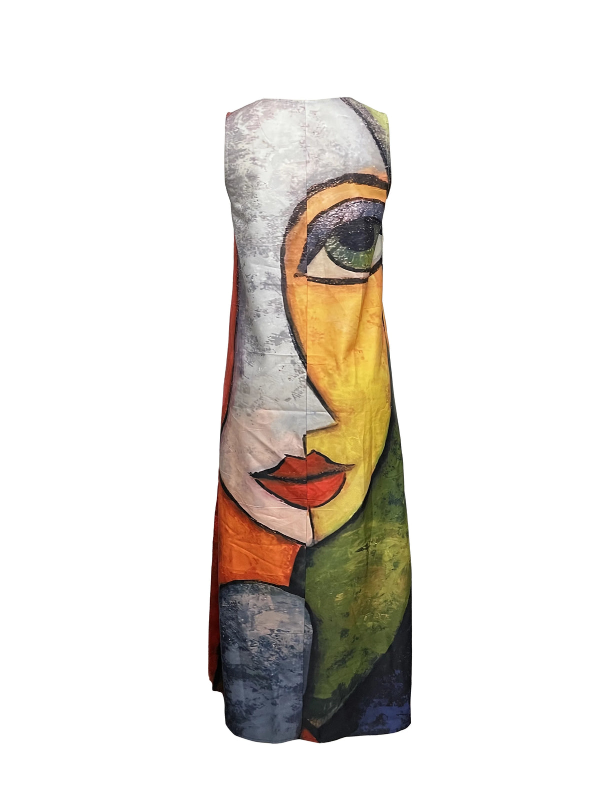 2026 Abstract Mask Printing Long Dress For Womens Sexy Sleeveless Tank Long Dress V-Neck Casual Clothing Women Robe Maxi Dress