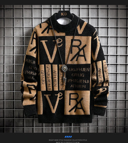 Men Knitted Sweater Stripe Pullovers Printing Round Neck Sweater  Autumn/Winter Designer Quality Casual Men Clothing Jumper
