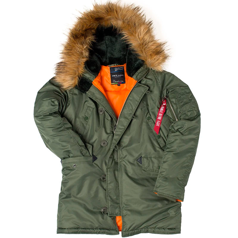 Winter N3B usaf waterproof puffer long coat military fur hood warm tactical bomber army thick us air force parka for men