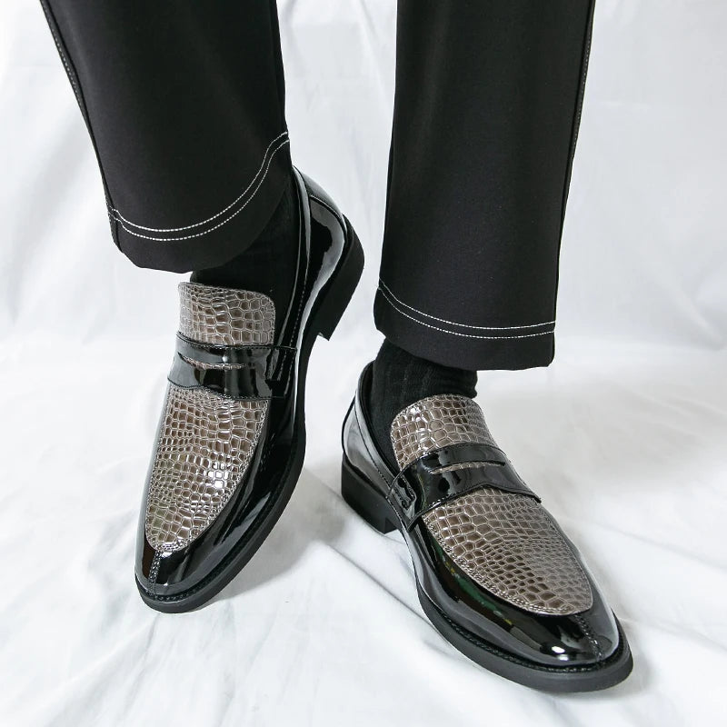 Slipper Schuhe Herren Color Blocked Business Freizeit Mode Rundkopf Formelle Hochzeitsschuhe