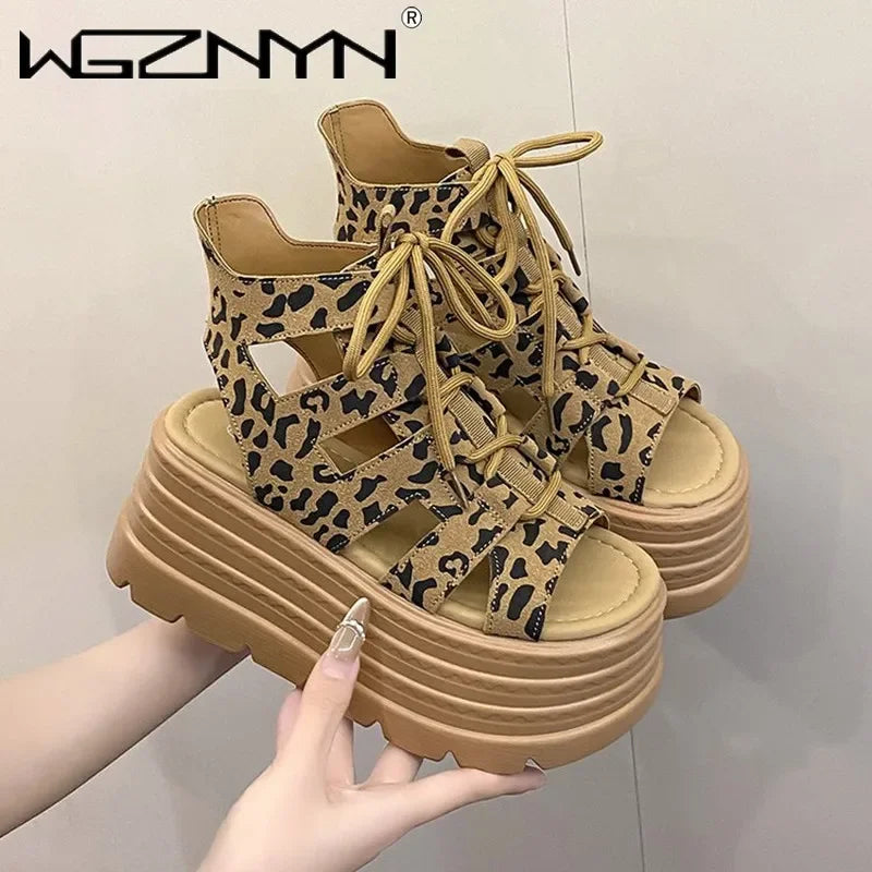 Luxury NEW Summer Sandals 8CM Wedge Heels Sneakers Women Beach Flip Flop High Platform Casual Sandals Breathable Walking Shoes