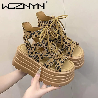 Luxury NEW Summer Sandals 8CM Wedge Heels Sneakers Women Beach Flip Flop High Platform Casual Sandals Breathable Walking Shoes