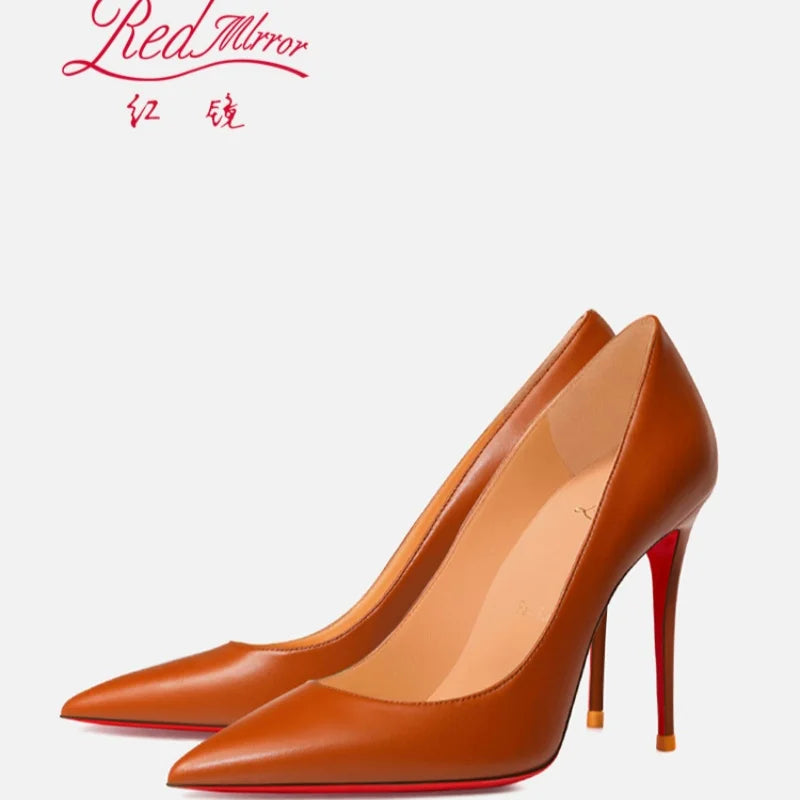 Shoes For Women  Trend Leather Luxury Red Bottoms High Heels 12cm Pointed Toe Stiletto Pumps Comfortable Party Wedding Shoes