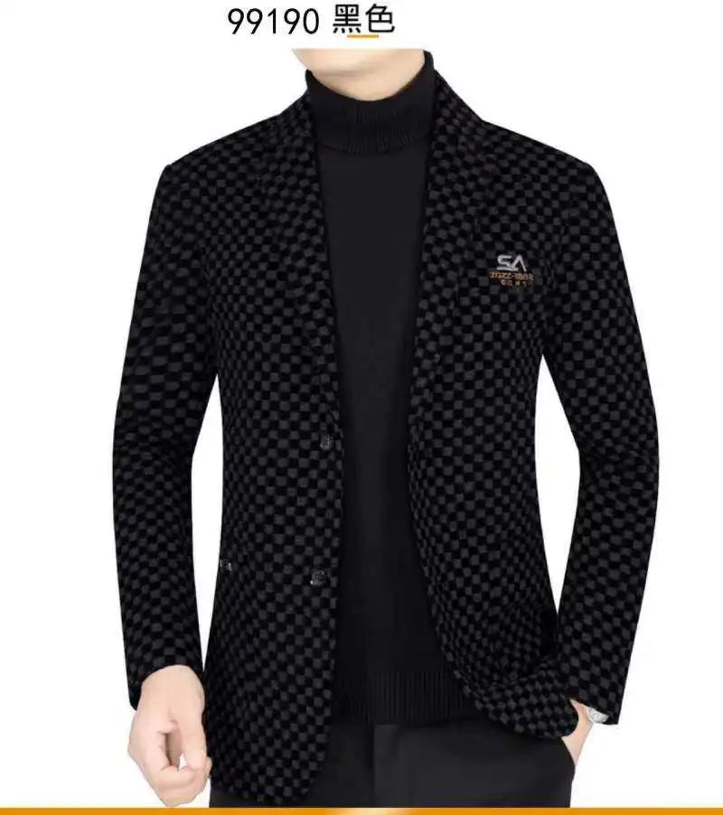 Winter Add Velvet Woolen Suit Jackets Men Thick Warm Wedding Blazers Brand Casual Business Dress Coat Social Office Streetwear