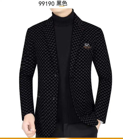 Winter Add Velvet Woolen Suit Jackets Men Thick Warm Wedding Blazers Brand Casual Business Dress Coat Social Office Streetwear