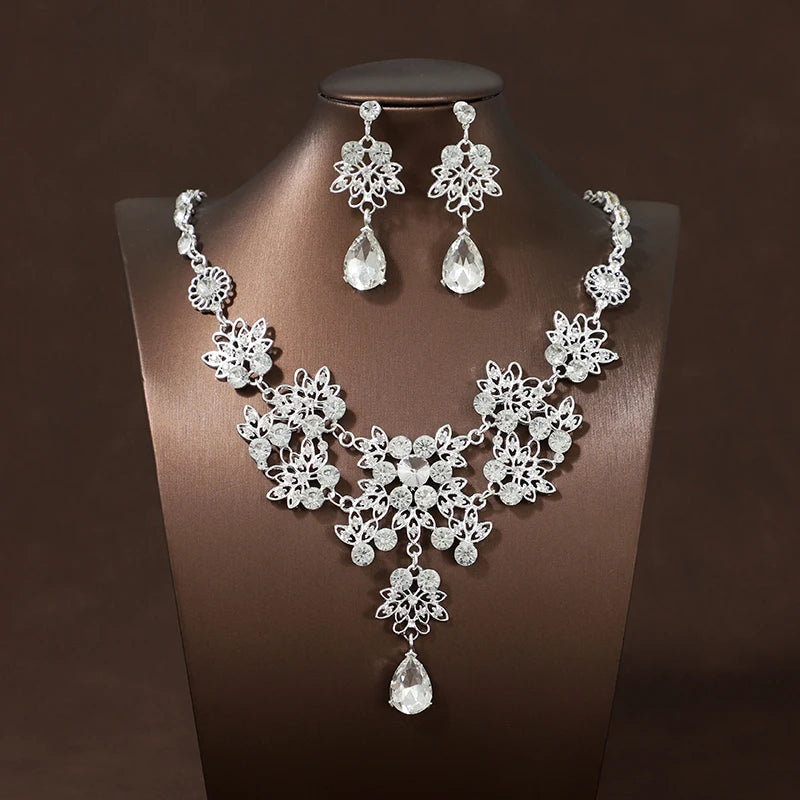 Itacazzo Bride Accessories Exquisite Necklace Earrings Three Piece Set&Suitable for Women's Wedding, Birthday, Party Matching