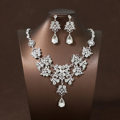 Itacazzo Bride Accessories Exquisite Necklace Earrings Three Piece Set&Suitable for Women's Wedding, Birthday, Party Matching