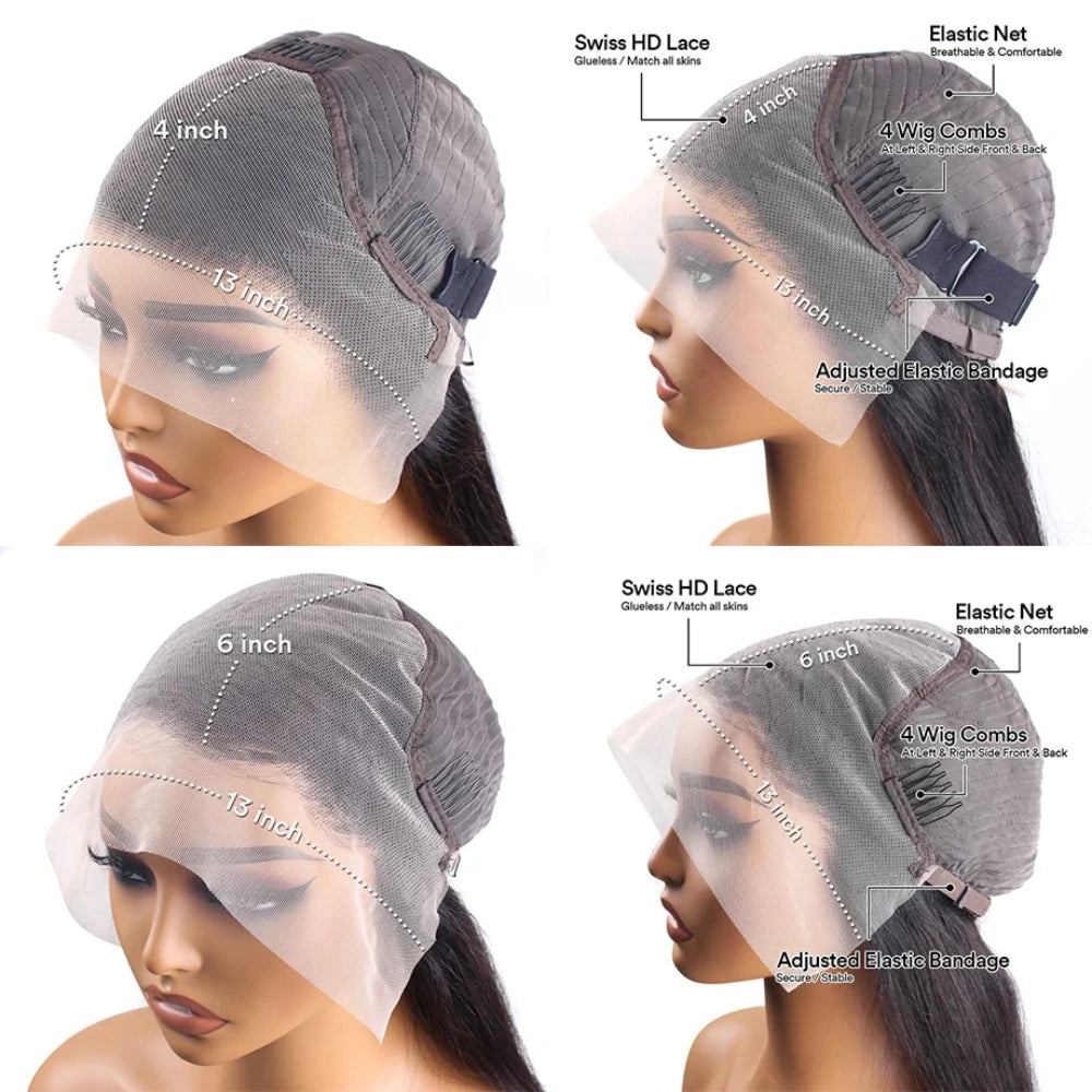 Body Wave Wig 46 Inches #4 Chocolate Brown Remy Hair 13x4 13x6 HD Transparent Lace Frontal Wigs Pre Plucked Human Hair For Women