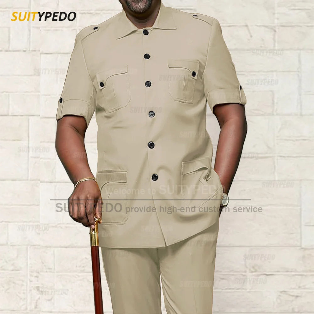 Custom Men Suit Sets For Formal Party Africa Style Male Good Quality Blazer Pants 2 Pieces Business Meeting Slim Fit Costumes