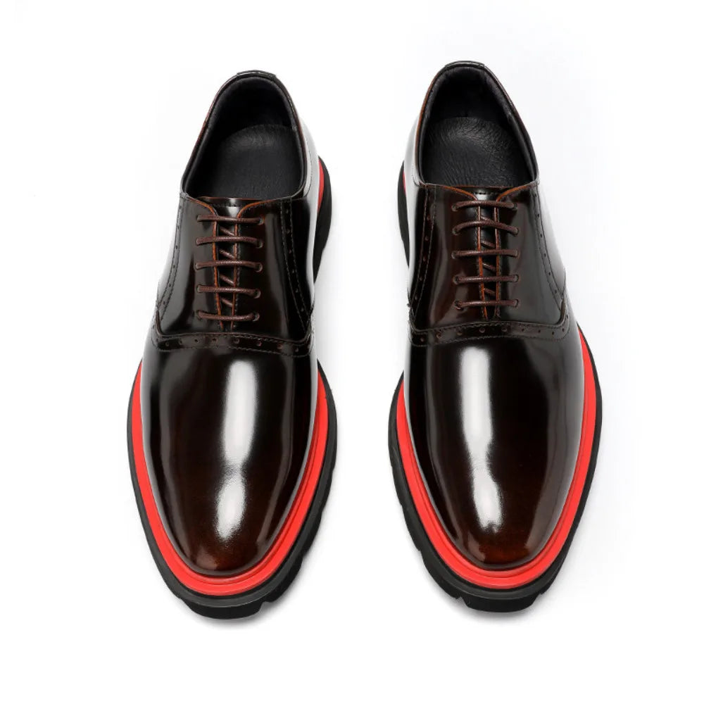 Echte Vollnarbenleder Herren Business-Schuhe Polierter britischer Stil Business Casual Oxford-Schuhe Mode Color-Block Spitz zulaufend