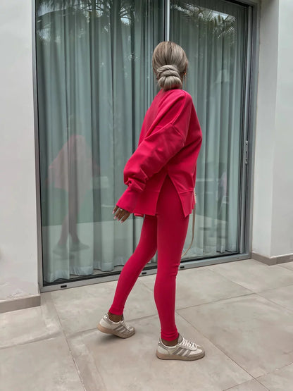 Spring summer  new Shirt  casual loose-fitting sweater tight pants 2 piece suit sets for women 2 pieces trousers sets