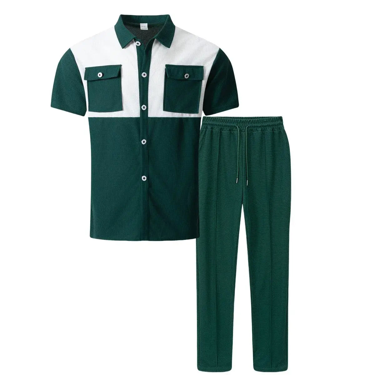 2025 Sommer Herren Casual Kurzarm-Hosenanzug Mode Gut Aussehendes Arbeitsanzug Passendes Farbhemd Outdoor Cardigan Hemd Zweiteiler