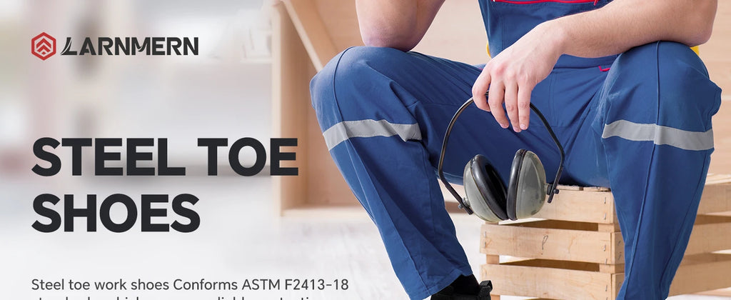 LARNMERN Steel Toe Shoes for Men Women Water Resistant Work Boots Non Slip Safety Sneakers Slip On Industrial Air Cushion Chelse