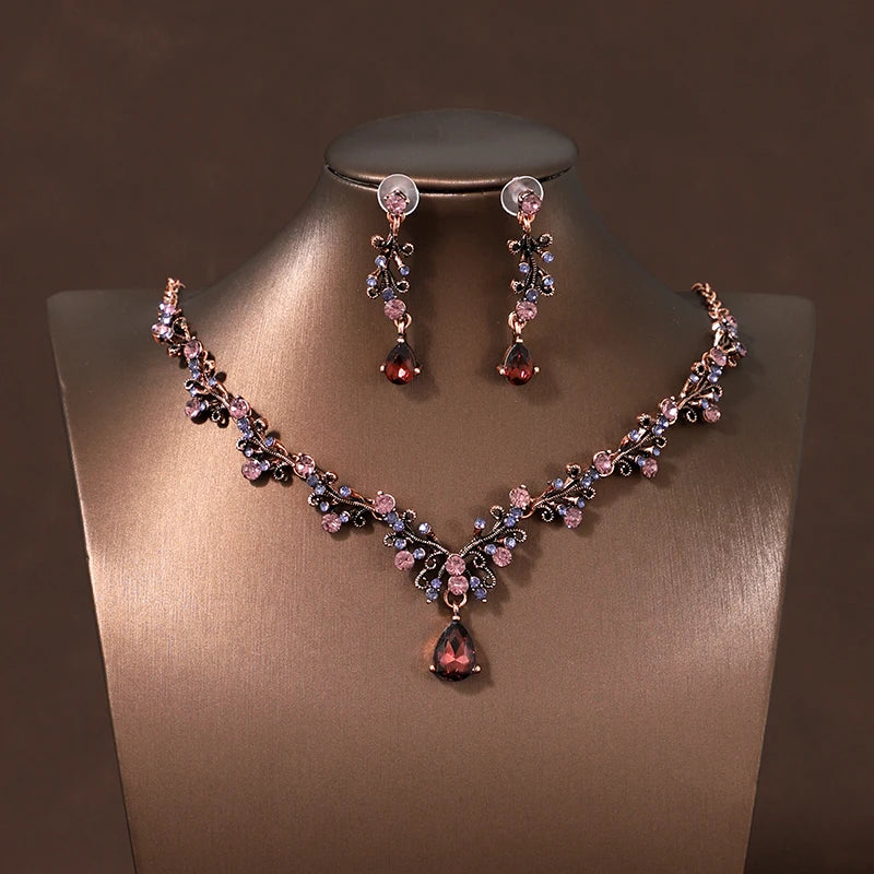 Itacazzo Bride Accessories Exquisite Necklace Earrings Three Piece Set&Suitable for Women's Wedding, Birthday, Party Matching