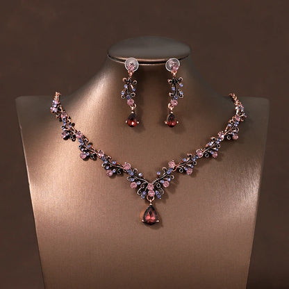 Itacazzo Bride Accessories Exquisite Necklace Earrings Three Piece Set&Suitable for Women's Wedding, Birthday, Party Matching