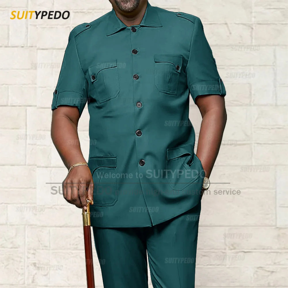 Custom Men Suit Sets For Formal Party Africa Style Male Good Quality Blazer Pants 2 Pieces Business Meeting Slim Fit Costumes