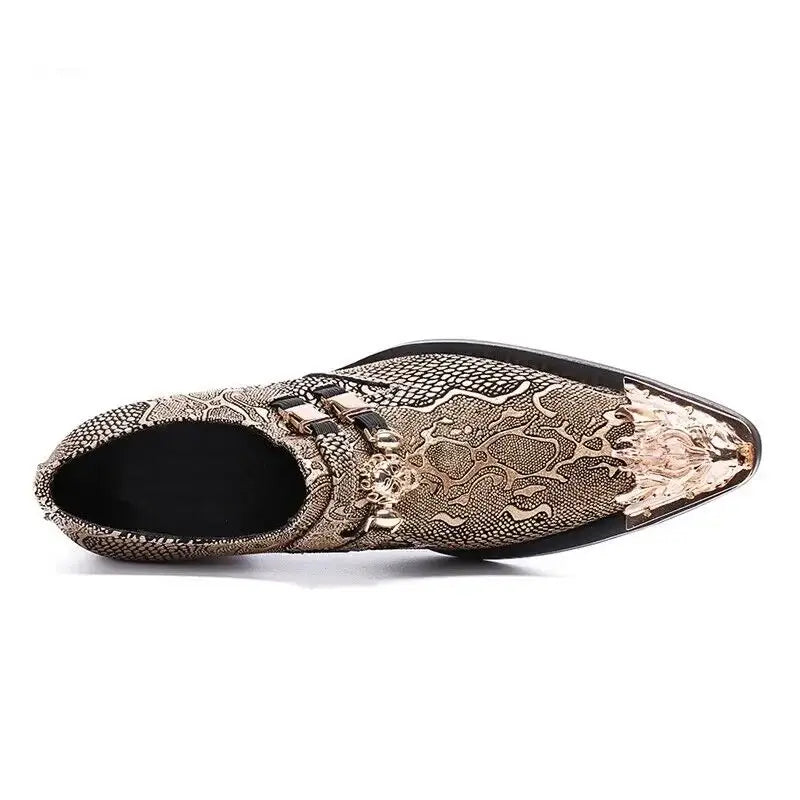Neu eingetroffen: rote spitze Herren-Lederschuhe aus echtem Leder mit Metallspitze und Kristall, handgemacht, modische Friseurschuhe