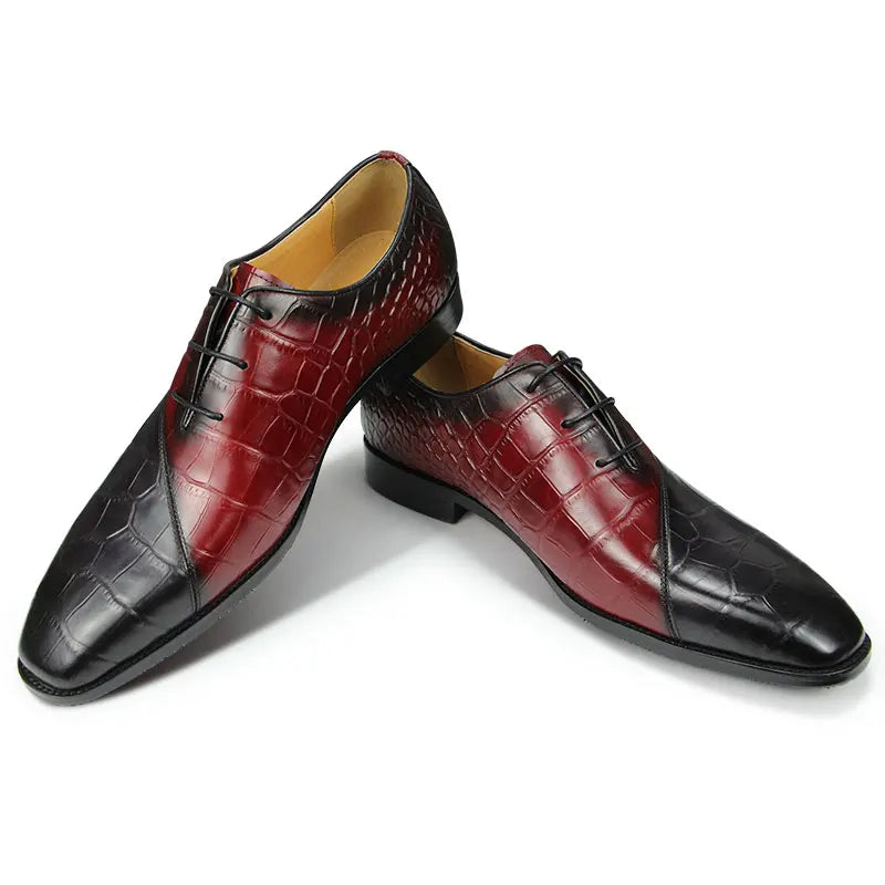 Fashion Men's Shoes New Oxford Red Black Mixed Color Zapatos De Hombre Genuine Leather Business Office Classic Leather Shoes Hot