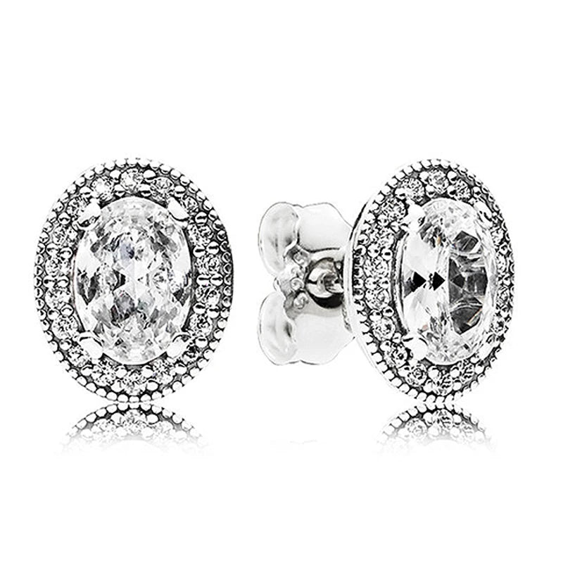 New 925 Sterling Silver Sparkling Elegance Earring Necklace With Crystal For Women Jewelry Set Birthday Birthday Gift