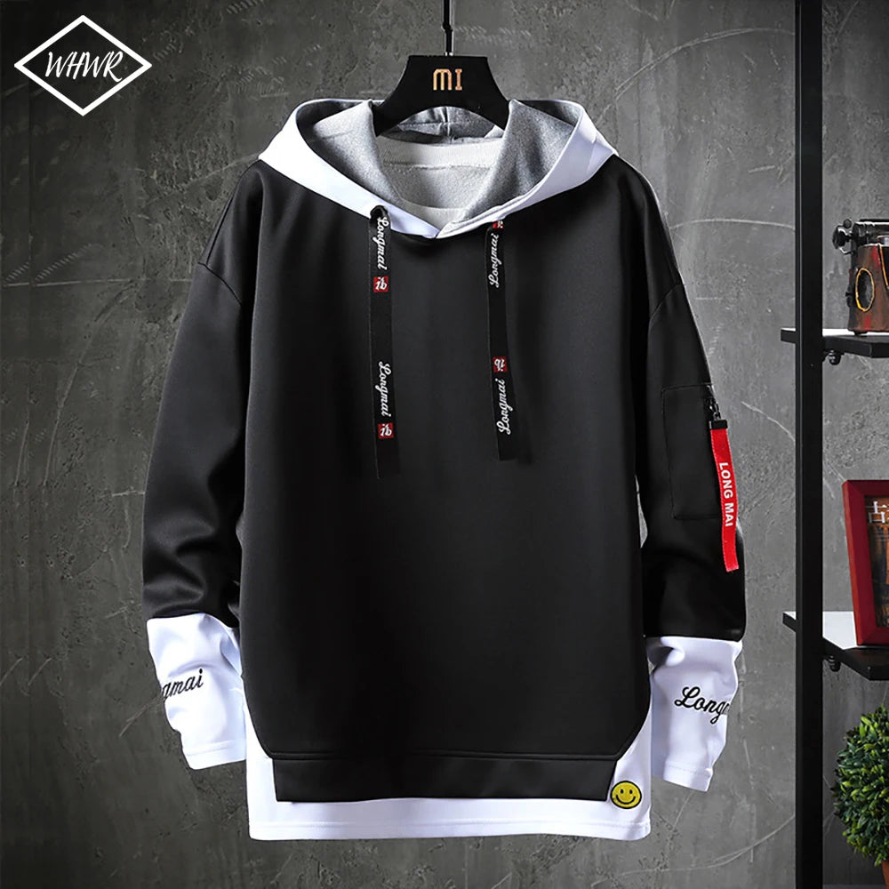 Men's Hoodies Luxury Sweatshirts Casual Sport Hoodie Fake Two Piece Pullover Long Sleeve Embroidery Tops