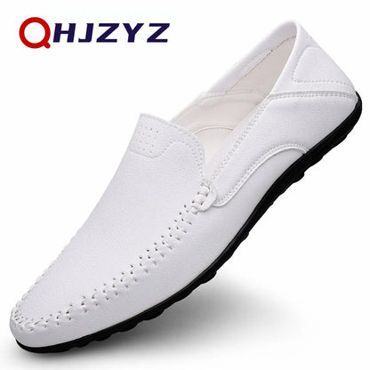 Luxury Leather Men Shoes Casual  Italian Soft Men Loafers Handmade Moccasins Breathable Slip on Boat Shoes Zapatos Hombre