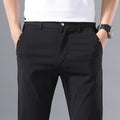 Men's Thin Pants Solid Color Pants Smart Casual Business Fit Body Stretch Trousers Men Cotton Formal Breathable Trousers