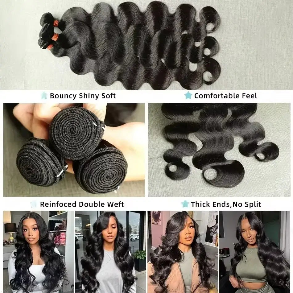 Rohe Echthaarbündel 28 30 Zoll Brasilianische Haar-Weave-Bündel Body Wave Einnäh-Remy-Haarverlängerungen 3 4 Bündel unbehandeltes Haar Tressen