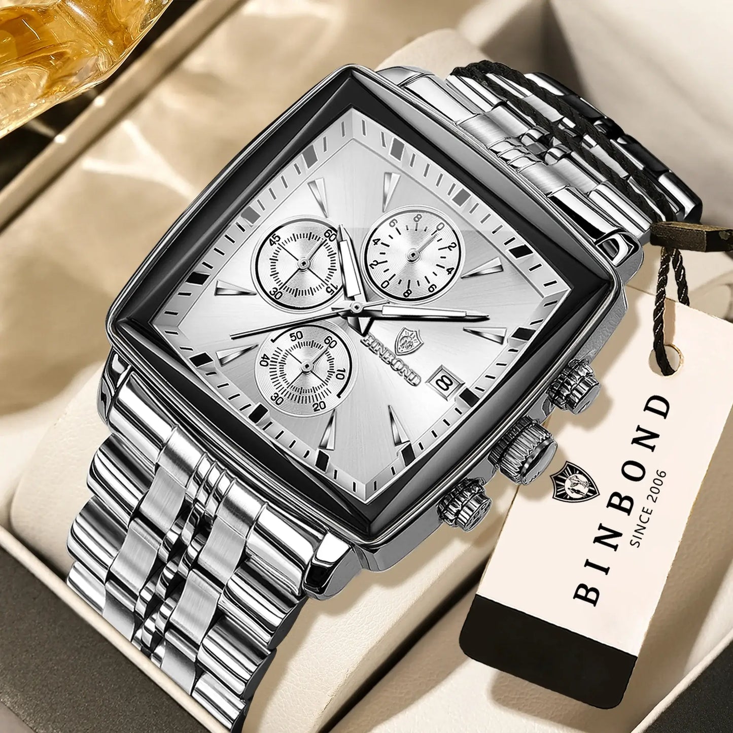 BINBOND Luxus-Quarzuhren für Herren mit automatischem Datum, Chronograph, leuchtend, wasserdicht, Herrenuhr, Business, Sport, Mode, Freizeit, Reloj