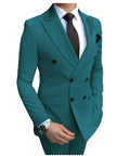 New Beige Men's Suit 2 Pieces Double Breasted Notch Lapel Flat Slim Fit Casual Tuxedos For Wedding(Blazer+Pants)