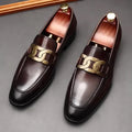 High-quality Metal Buckle Leather Shoes For Men Luxury Slip-on Genuine Leather Business Formal Shoes Groom Wedding Shoes
