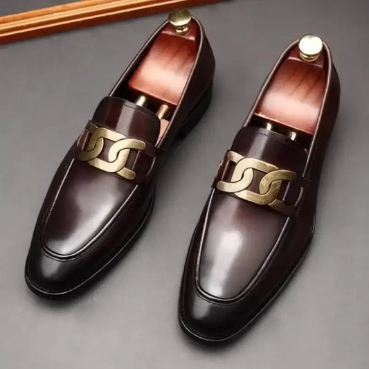Hochwertige Metallschnalle Lederschuhe Für Herren Luxuriöse Slip-on Echtes Leder Business Formelle Schuhe Bräutigam Hochzeitsschuhe