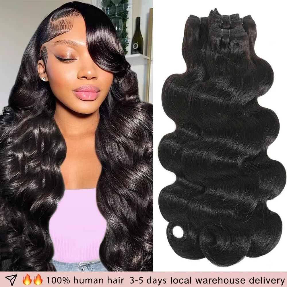 28 30 Inch Body Wave 100% Human Hair Bundles 16A Raw Virgin Brazilian Hair Weaving Bundle Unprocessed Remy Hair Extensions 1 3 4 Pcs Natural Black Color Pure Weave Bundles