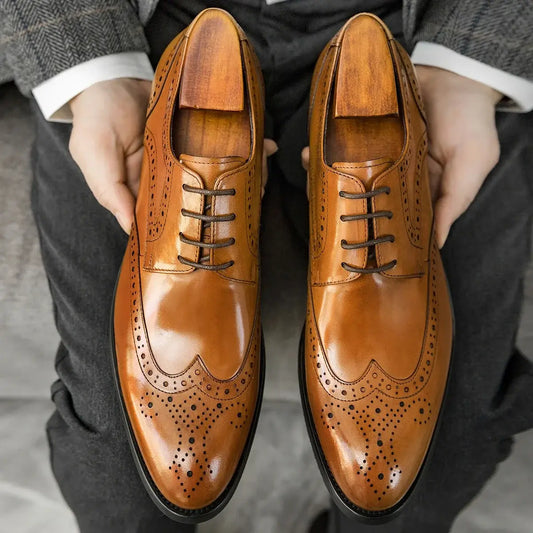Hanmce Schuhe für Herren mit kostenlosem Versand, mehrfarbig, modisch, atmungsaktiv, Business, Hochzeit, Brogues
