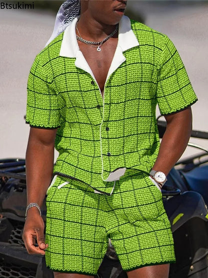 Hawaiian Vacation Suits Men's Summer Lapel Short Sleeve Shirt Shorts 2-piece Sets Fashion Streetwear Male 3D Print Casual Outfit
