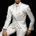 White Wedding Mens Suits for Groom Tuxedos Slim Fit Prom Party Custom Satin Suits 3 Piece (Jacket+Pants+ Vest) Male Clothes