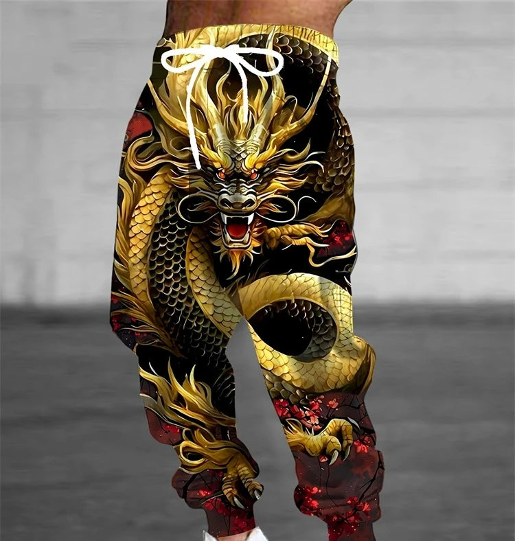 2026 Fashion Cool Limited Edition Five Claw Golden Dragon Texture 3D Printed Loose Outdoor Hip Hop Street Casual Sports Pants