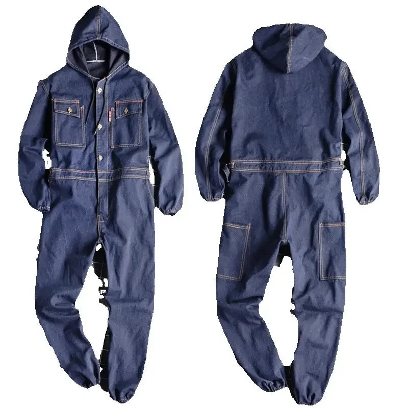 Jumpsuit Denim Cotton Thickening Suits Winter Men Women Welding Overalls Auto Repair Coverallls Welder Suit Oficina Mecanica