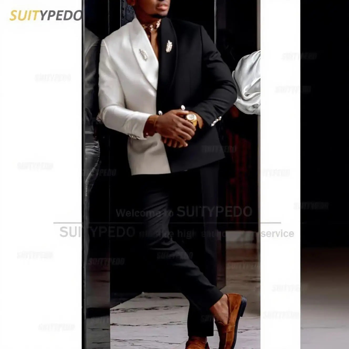 New Design 2 Piece Wedding Groom Suits Sets Fashion Shawl Lapel Double Breasted Blazer And Pants Formal Evening Tuxedos