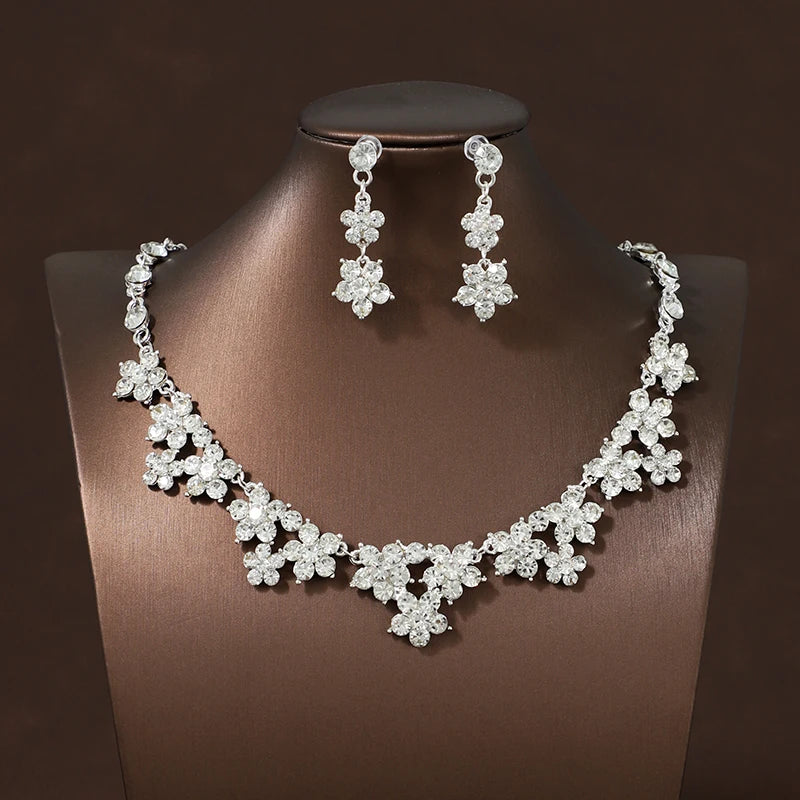 Itacazzo Bride Accessories Exquisite Necklace Earrings Three Piece Set&Suitable for Women's Wedding, Birthday, Party Matching