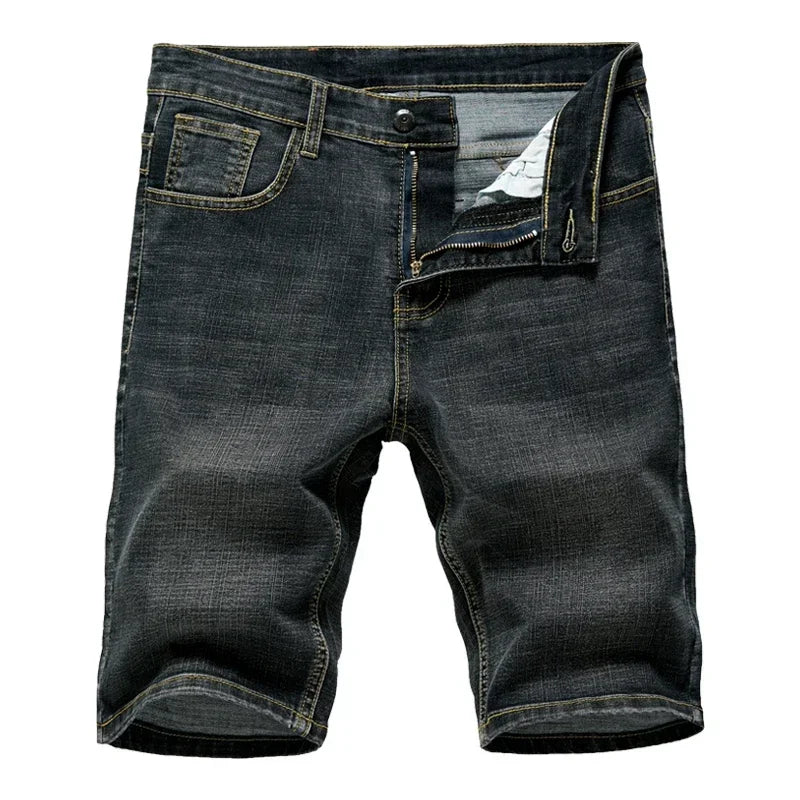 2025 Summer New Men's Denim Shorts Classic Black Blue Thin Section Fashion Slim Business Casual Jeans Shorts Male Brand